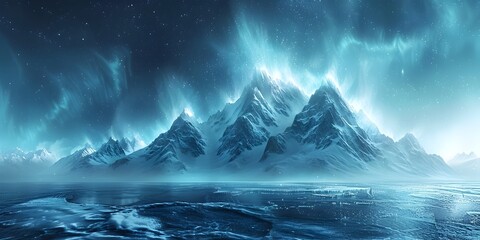Mesmerizing Frozen Seascape with Ethereal Aurora Borealis Display in Majestic Arctic Landscape