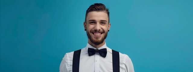 Confident and Friendly Concierge Greeting Guests in a Stylish Hotel Lobby