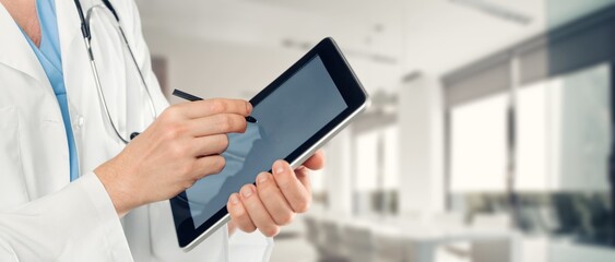 Healthcare concept, doctor with digital tablet