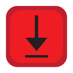 Download icon. Load internet data symbol. Blue square button with flat web icon. Vector