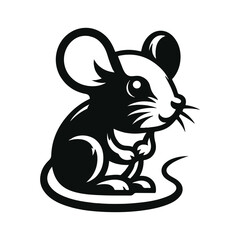 Mouse Animal Black Silhouette Vector With White Color Background