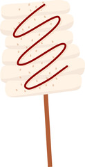 Sotteok or Korean Rice Cake Skewers. Vector illustration of traditional Korean street food rice cake skewers with sausage or Sotteok. Traditional korean street food rice cake skewers. 