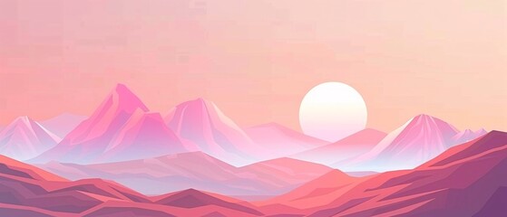 beautiful sunset scene at the mountains . an illustration of mountain at sunset scene . ai generative illustration