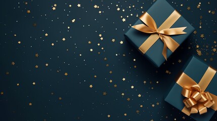 a gift box with a gold ribbon - Powered by Adobe