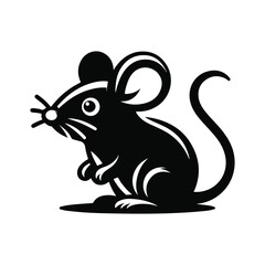 Fototapeta premium Mouse Animal Black Silhouette Vector With White Color Background