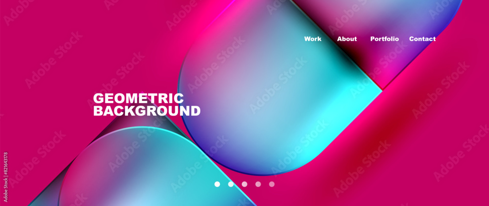 Aufkleber bright colorful squares with round elements minimal geometric background. vector illustration for wa