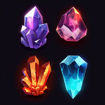 gemstone set 3d video game icon