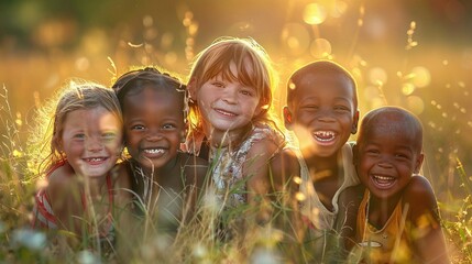 friendship multiethnic children smiling together, Children's Day