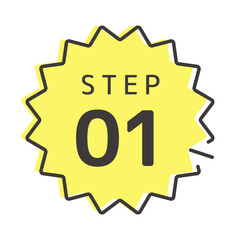 バナーやプレゼン資料デザインに最適！ステップナンバーのアイコン　イラスト素材