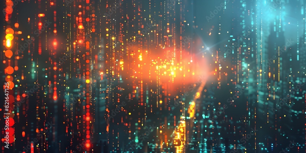Poster artificial intelligence sorting and analyzing big data abstract digital visualization of data proces