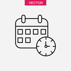 Calendar time line icon. Calendar with Clock linear flat trendy style illustration on white backgorund..eps