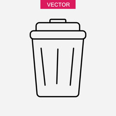 Recycle bin line icon, vector flat liner illustration for web and app on white background..eps