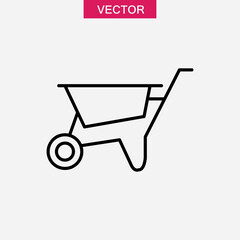 Wheelbarrow line icon, vector flat  Symbol, logo illustration on white background..eps