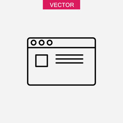 Web browser window line icon, simple flat trendy style illustration for web and app..eps