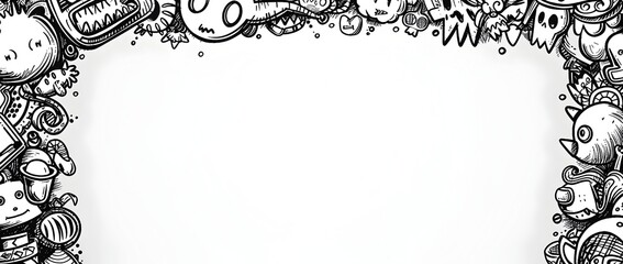 Playful Doodle Border Design with Blank Space for Corporate Culture Business Message Background