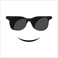 Sunglasses with smile. Boss icon funny emoticon. Vector illustration isolated on white background.