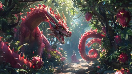 A dragon fruit orchard guarded by dragons 