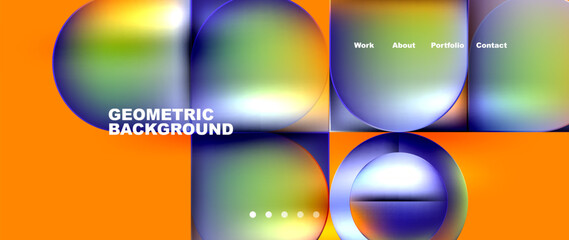 Bright colorful squares with round elements minimal geometric background. Vector Illustration For Wallpaper, Banner, Background, Card, Book Illustration, landing page