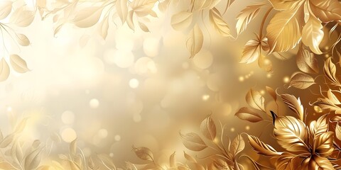 Champagne Gold Floral Background with Intricate Designs for Luxury and Glamor