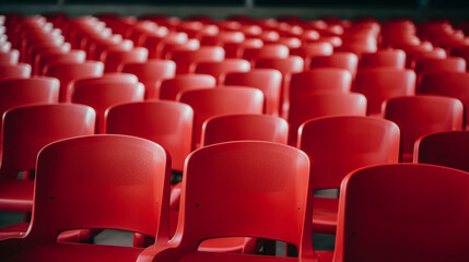 Naklejka premium Row of empty red seats at stadium