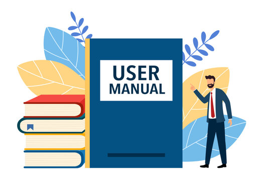 User manual document concept. Specification requirements, Instructions for use flat style vector.