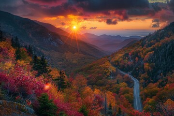 Autumn Sunrise Over Vibrant Mountain Landscape