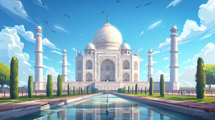 Obraz premium Call to Prayer White Mosque and the Blue Sky