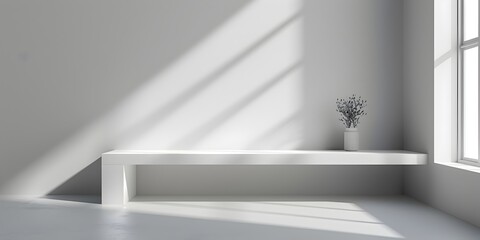Minimalist White Table with Bright and Clean Background for Versatile Product Display
