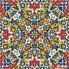 2d vector illustration colorful vintage Seamless hi res Portuguese tiles abstract Artwork
