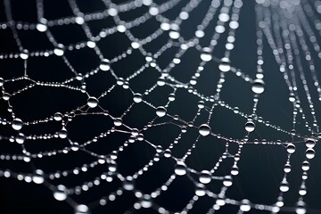 Macro Photo of Spider Web on Rainy Day with Glistening Water Drops
