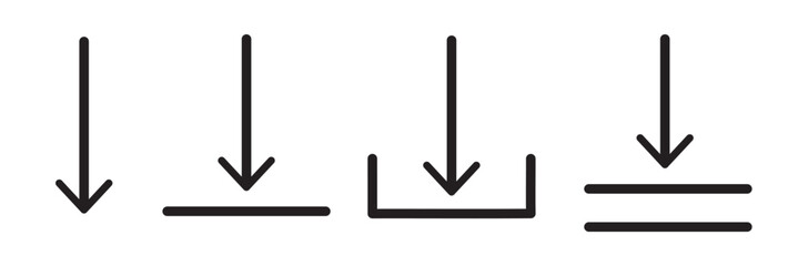 Download icon set. Arrow downloading icon. Download button Collection. Download files icons vector. simple download icon isolated on white background.