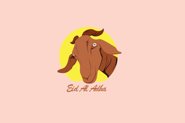 Selamat Idul Adha.Translation: Happy Eid Al Adha Mubarak. Illustration of Eid al-Adha with a sheep icon as a symbol