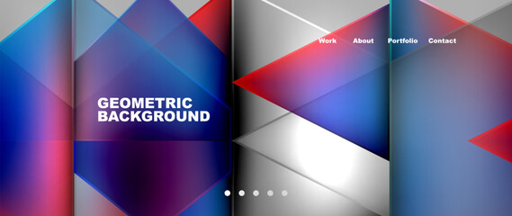 Fototapeta premium Metal triangles with colorful bright triangles. Geometric modern minimalist design template