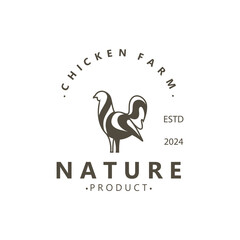 Chicken Farm logo design, animal icon for groceries, butcher shop, farmer market lifestock template