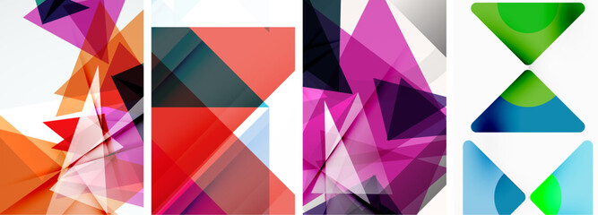 Set of abstract random triangle composition backgrounds. Vector illustration for for wallpaper, business card, cover, poster, banner, brochure, header, website