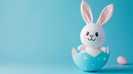 Easter bunny rabbit in egg. Easter holiday concept.