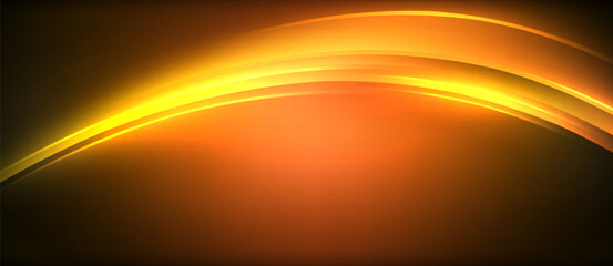 Neon glowing circle rays, light round lines in the dark, planet style neon wave lines. Energetic electric concept design for wallpaper, banner, background