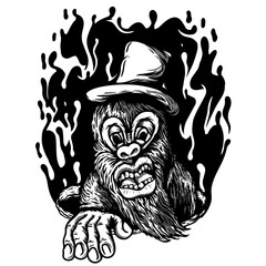 Yeti trapped in hole illustration