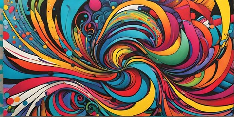 pop art styled music album illustration featuring abstract crayon patterns and erratic lines in random shapes