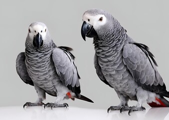 Obraz premium Congo African Grey is standing on a white background.