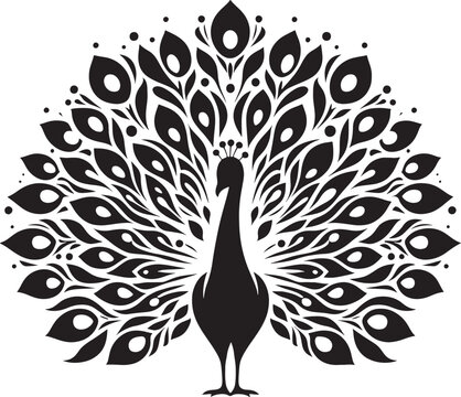 recommend clip art: Peacock with beautiful feather silhouette vector art illustration peacock clipart logo icon, isolated on white