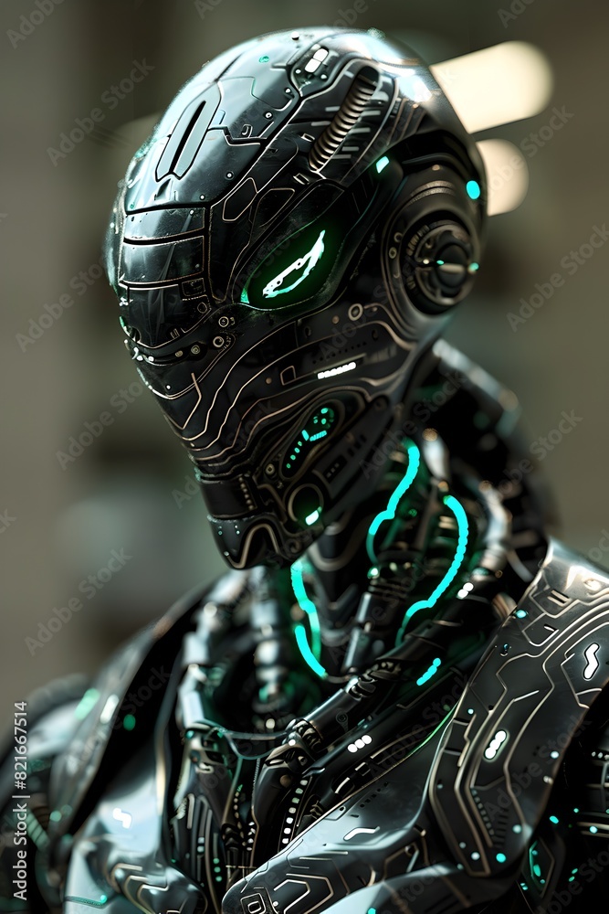 Poster formidable cyborg hydra warrior - captivating 3d rendering of a serpentine creature with cutting-edg