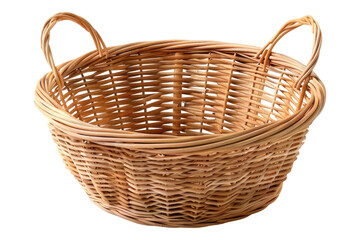 Fototapeta premium Empty wicket basket isolated on transparent background