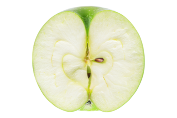 Fresh green apple sliced isolated on transparent background