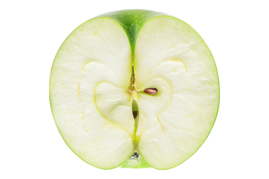 Fresh green apple sliced isolated on transparent background