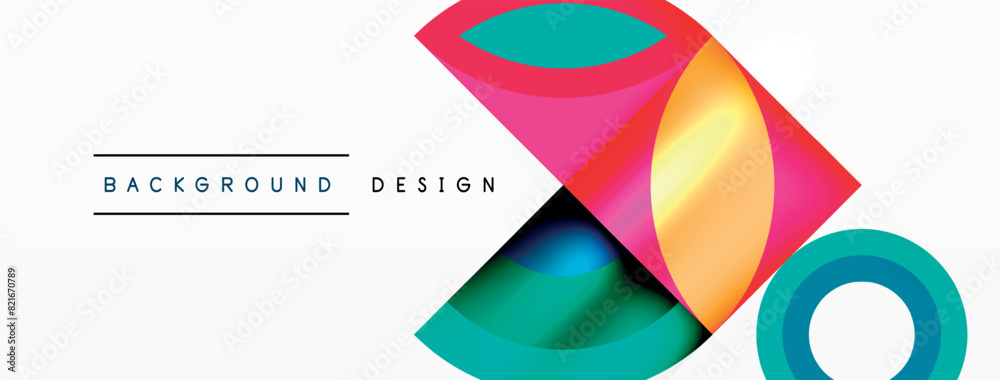 Poster A vibrant backdrop featuring geometric patterns and circles against a white setting