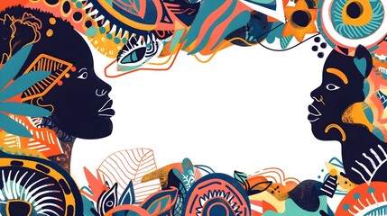 Fototapeta premium Vibrant Abstract Border Celebrating Black History and Cultural Diversity