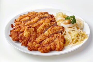Fototapeta premium Golden Crusted Pork Loin Wiener Schnitzel with Savory Accompaniments