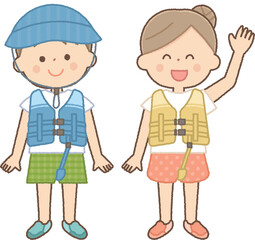 ライフジャケットをつけた子供