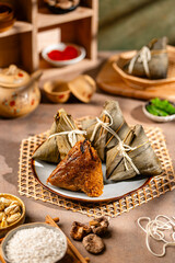 Zongzi, rice dumpling for Chinese traditional Dragon Boat Festival (Duanwu Festival)